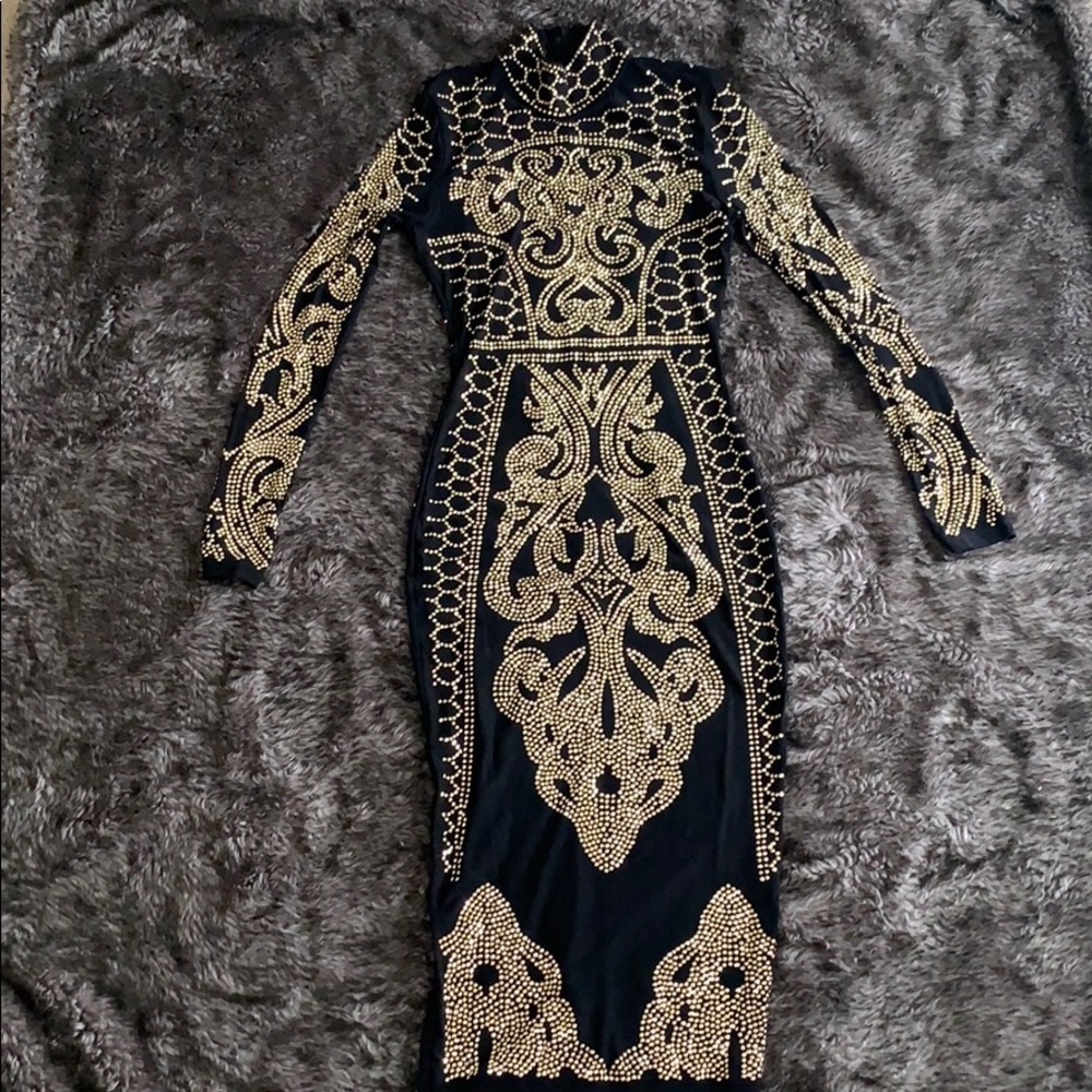 Gold Studded MIDI Dress